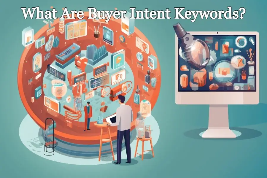 Image illustrating people working with buyer intent keywords
